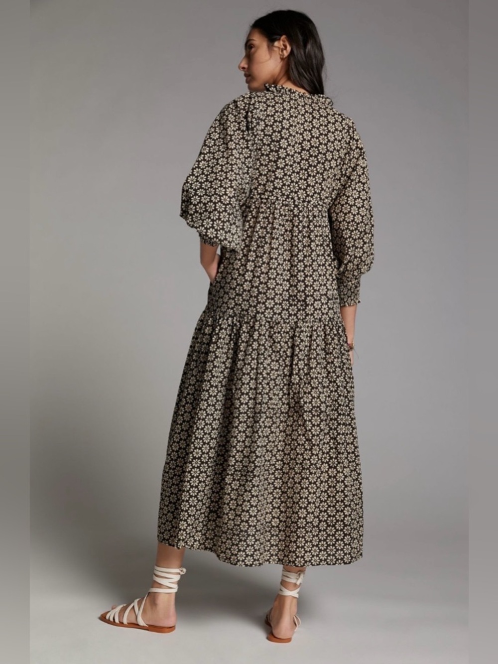 ANTHROPOLOGIE KINGA CSILLA COTTON JOSEFINA FLORAL PYNE MAXI BALOON BOHO DRESS S - Picture 3 of 10